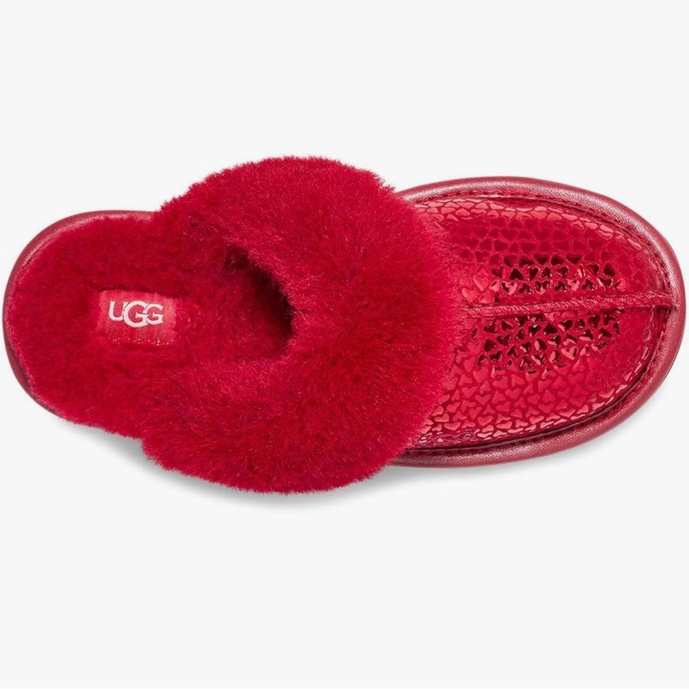 NIB UGG COZY II GEL HEARTS SLIPPERS RED‎ YOUTH SIZE 6 FIT WOMEN 8 - FIRM PRICE - Picture 2 of 4